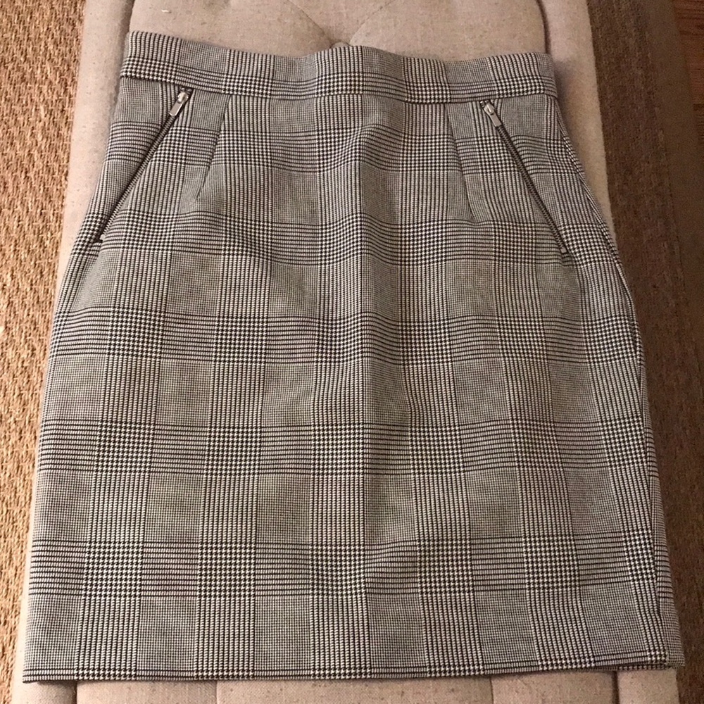 H&M houndstooth pencil skirt black and white 12
